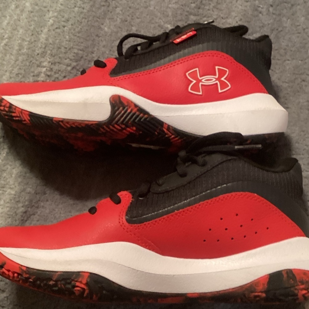 Under Armour Kids Red and Black Sneakers - Picture 3 of 6